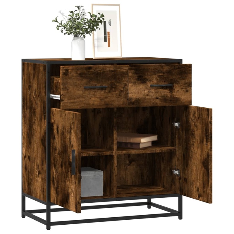 Buffet chne fum 68x35x76 cm bois d'ingnierie
