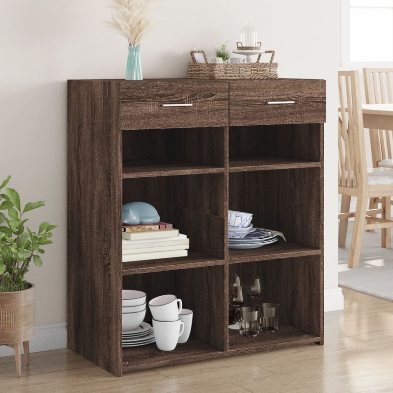 Buffet chne marron 80x42,5x93 cm bois d'ingnierie