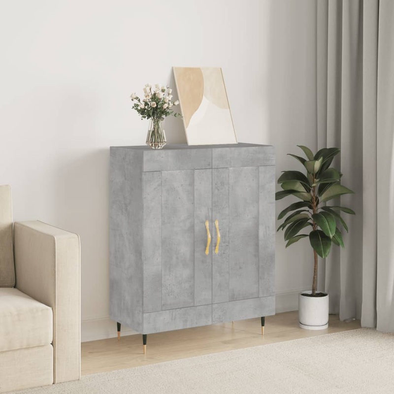 Buffet gris bton 69,5x34x90 cm bois d'ingnierie