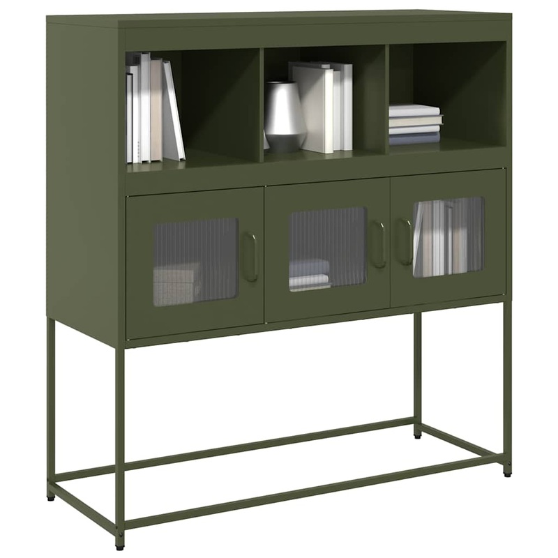 Buffet vert olive 100,5x39x107 cm acier lamin  froid