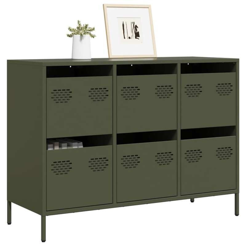 Buffet vert olive 101,5x39x73,5 cm acier lamin  froid
