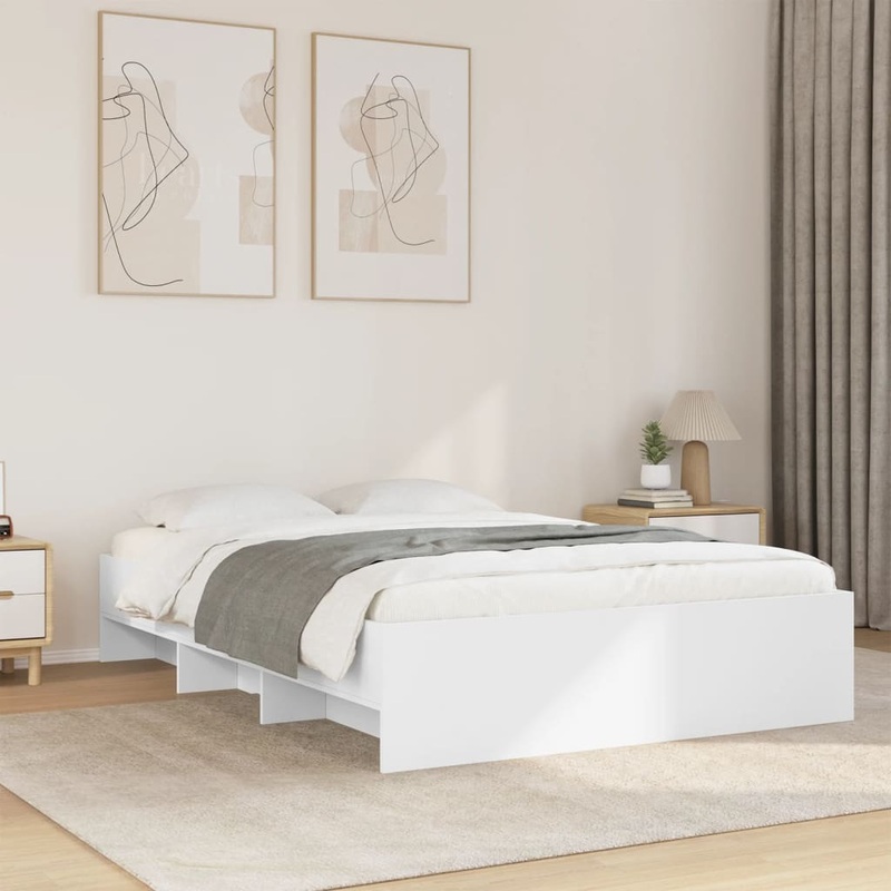 Cadre de lit sans matelas blanc 120x200 cm bois ingnierie