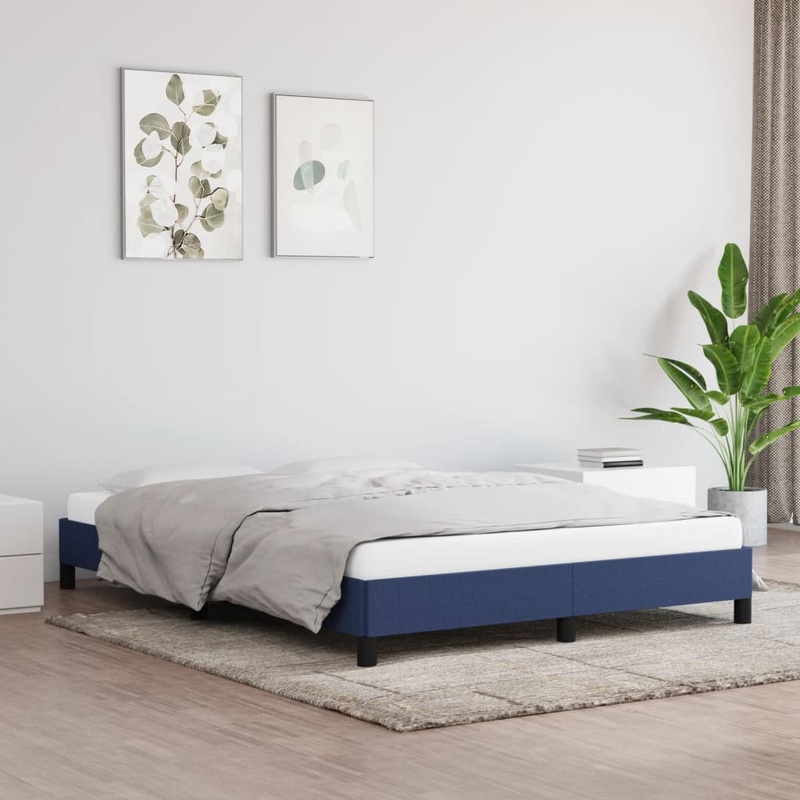 Cadre de lit sans matelas bleu 140x190 cm tissu