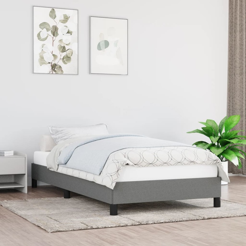 Cadre de lit sans matelas gris fonc 100x200 cm tissu