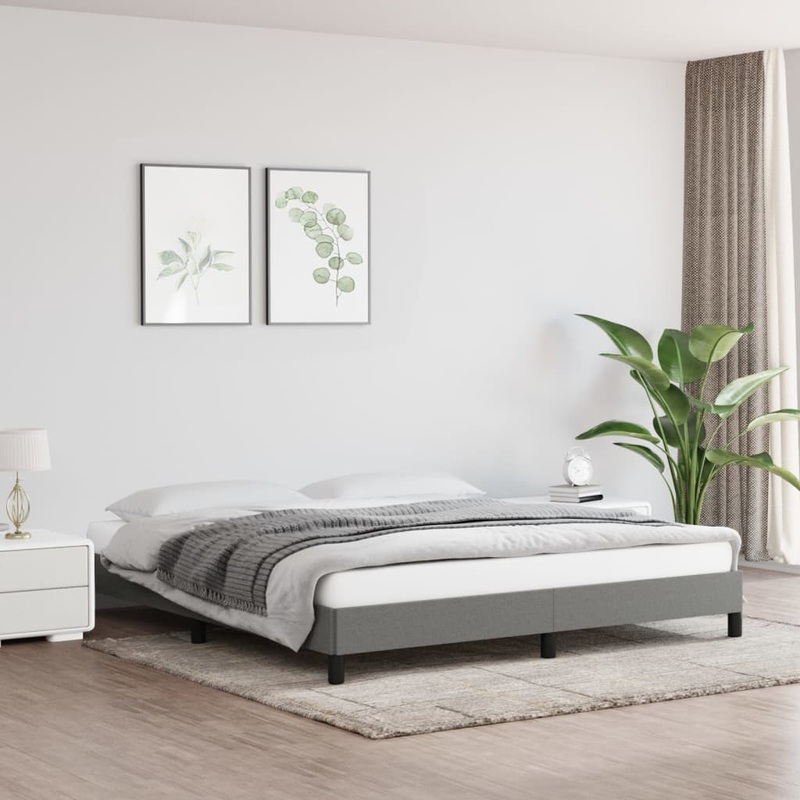 Cadre de lit sans matelas gris fonc 160x200 cm tissu