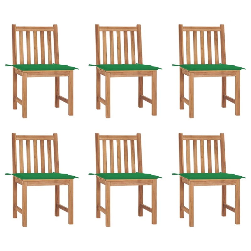 Chaises de jardin lot de 6 avec coussins Bois de teck massif