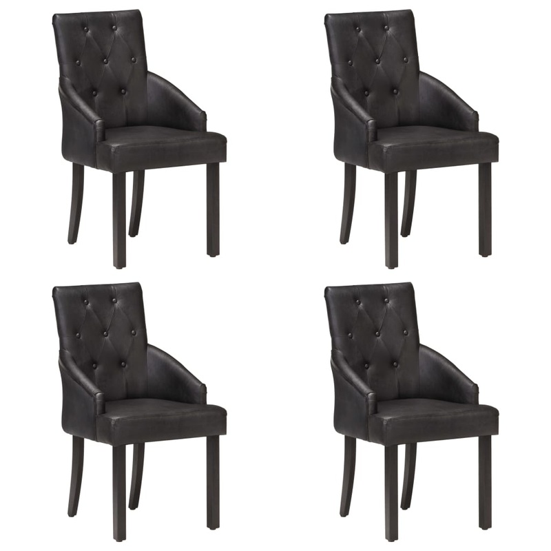 Chaises  manger lot de 4 noir cuir de chvre vritable