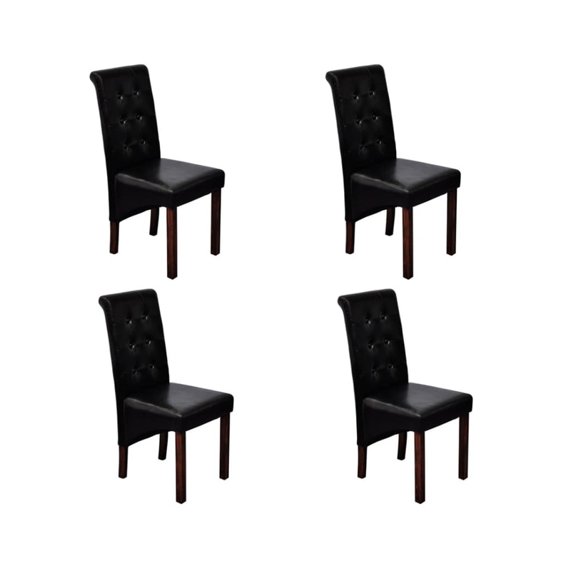Chaises  manger lot de 4 noir similicuir