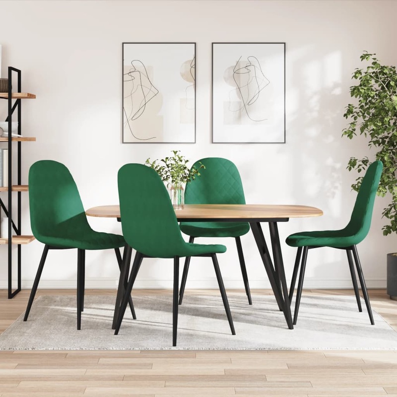 Chaises  manger lot de 4 Vert fonc Velours
