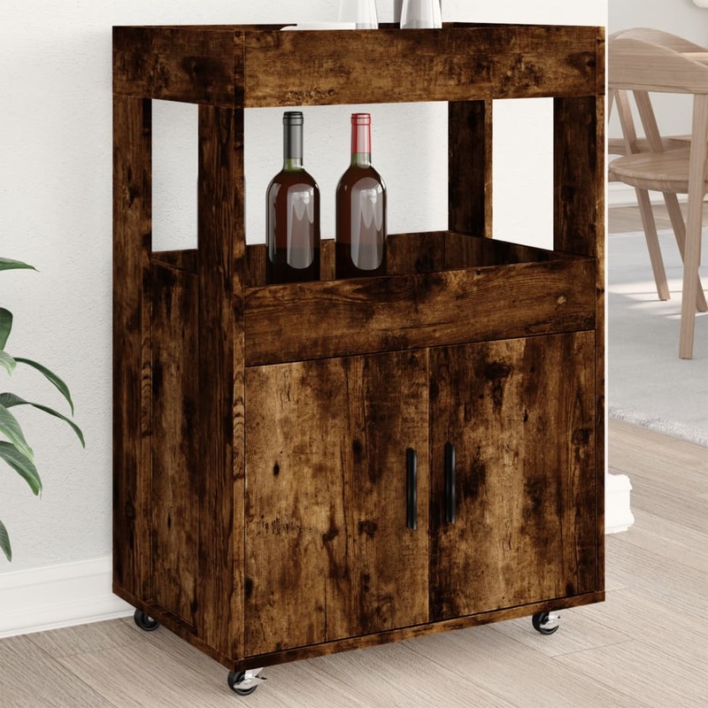 Chariot de bar chne fum 60x39,5x89 cm bois d'ingnierie