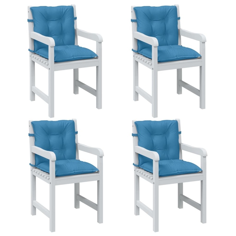 Coussins de chaise  dossier bas lot de 4 bleu mlang tissu