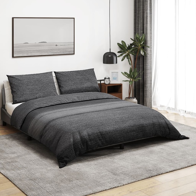 Ensemble de housse de couette gris fonc 155x220 cm Coton