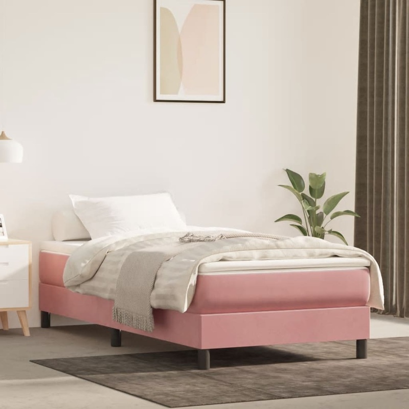 Matelas de lit  ressorts ensachs rose 80x220x20 cm velours