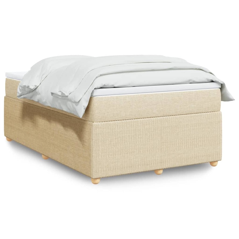 Sommier  lattes de lit avec matelas crme 120x190 cm tissu