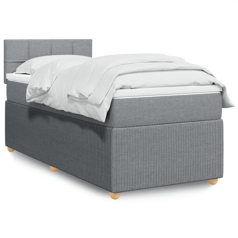 Sommier  lattes de lit avec matelas Gris clair 100x200cm Tissu