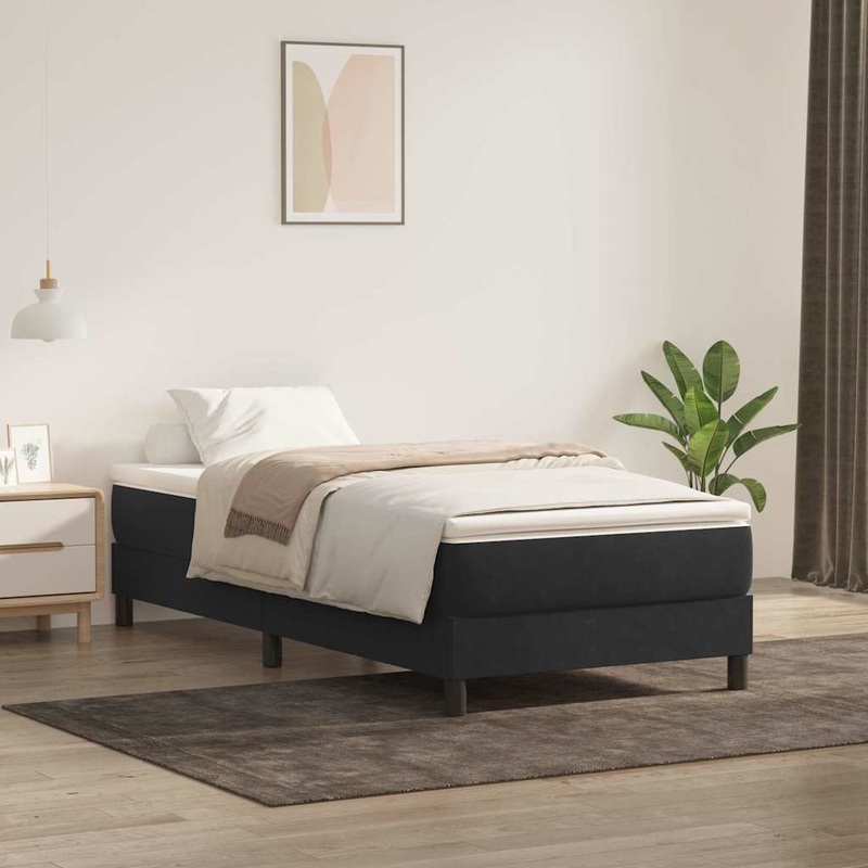 Sommier  lattes de lit avec matelas noir 80x210 cm velours