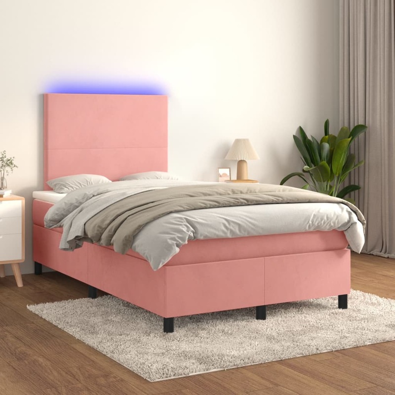 Sommier  lattes de lit et matelas LED Rose 120x200 cm Velours