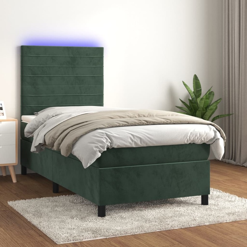 Sommier  lattes de lit matelas LED Vert fonc 80x200cm Velours