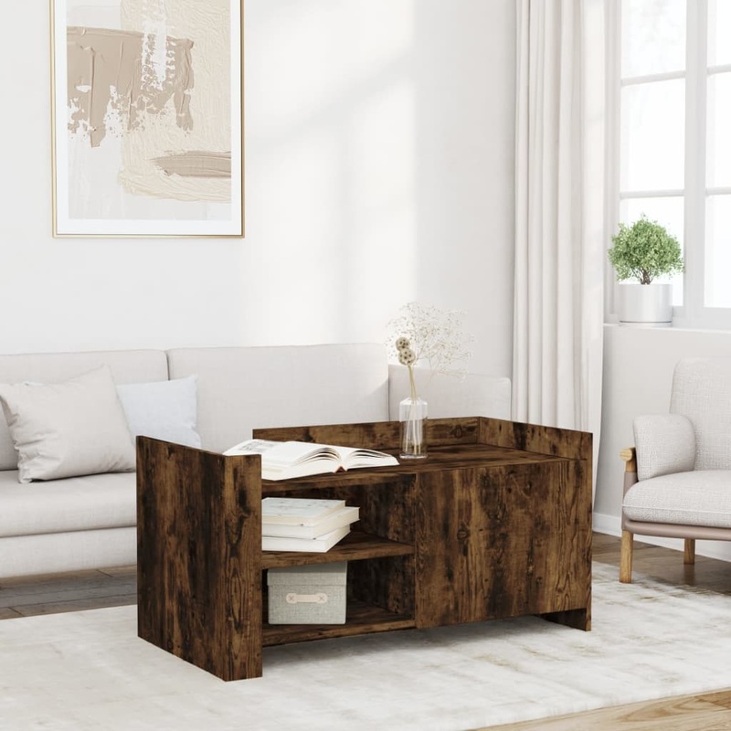 Table basse chne fum 100x50x50 cm bois d'ingnierie
