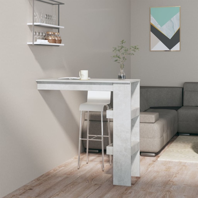 Table de bar murale Gris Bton 102x45x103,5cm Bois d'ingnierie