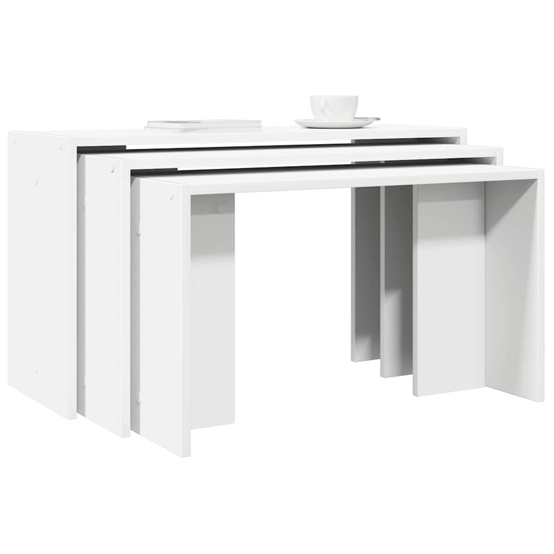 Tables gigognes 3 pcs blanc bois d'ingnierie