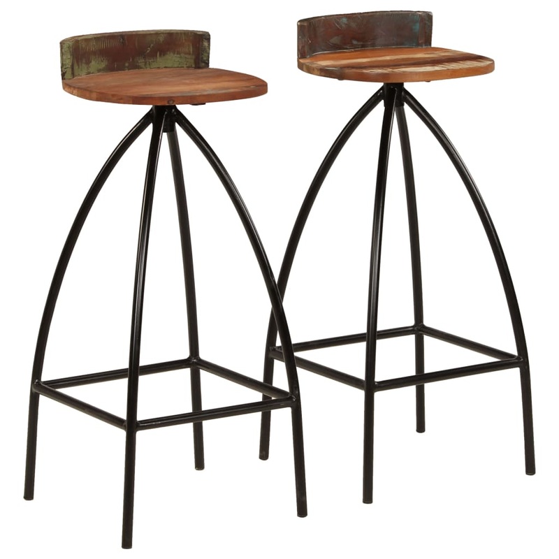 Tabourets de bar lot de 2 bois de rcupration massif