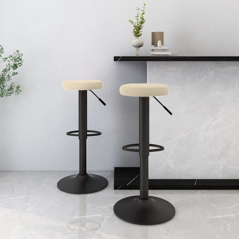 Tabourets de bar lot de 2 crme velours