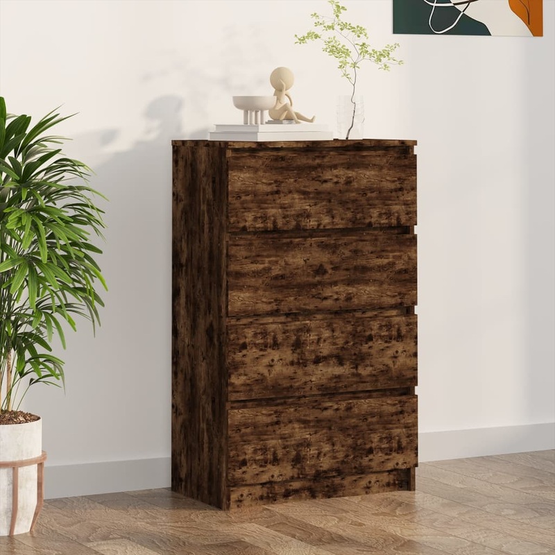 Buffet Chne fum 60x35x98,5 cm Bois d'ingnierie