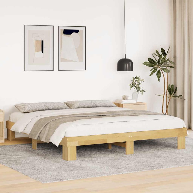Cadre de lit sans matelas 180x200 cm bois massif de chne