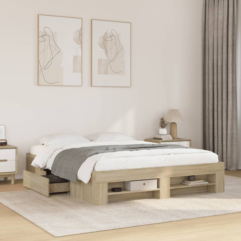 Cadre de lit sans matelas chne sonoma 150x200 cm