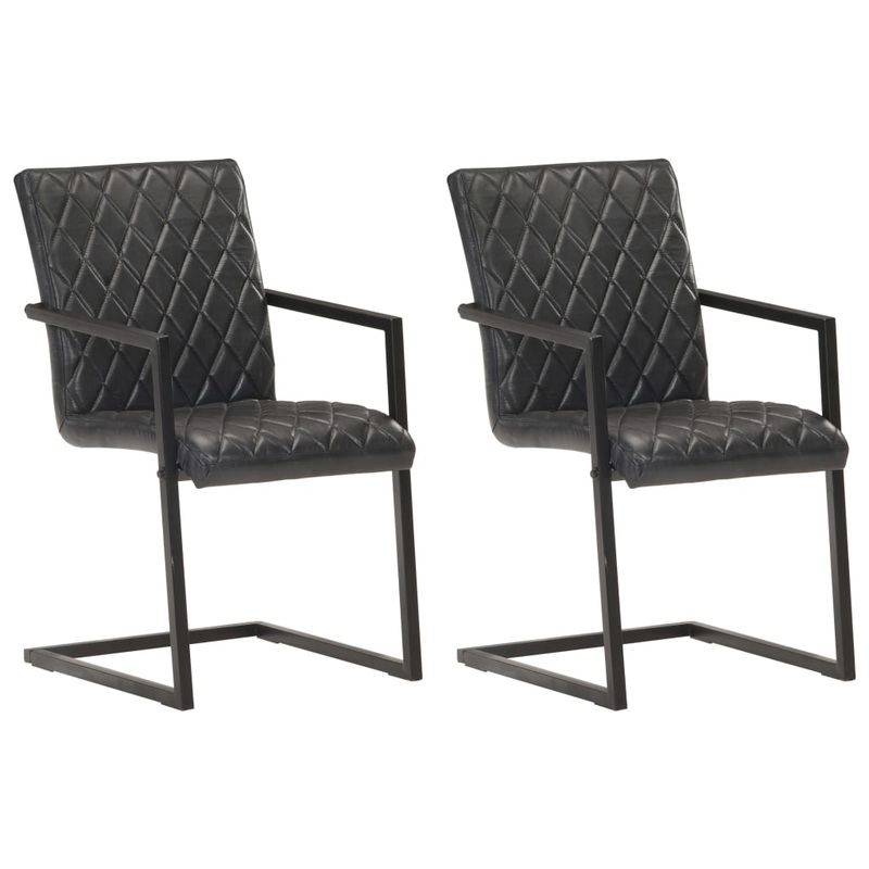 Chaises  manger cantilever lot de 2 noir cuir vritable