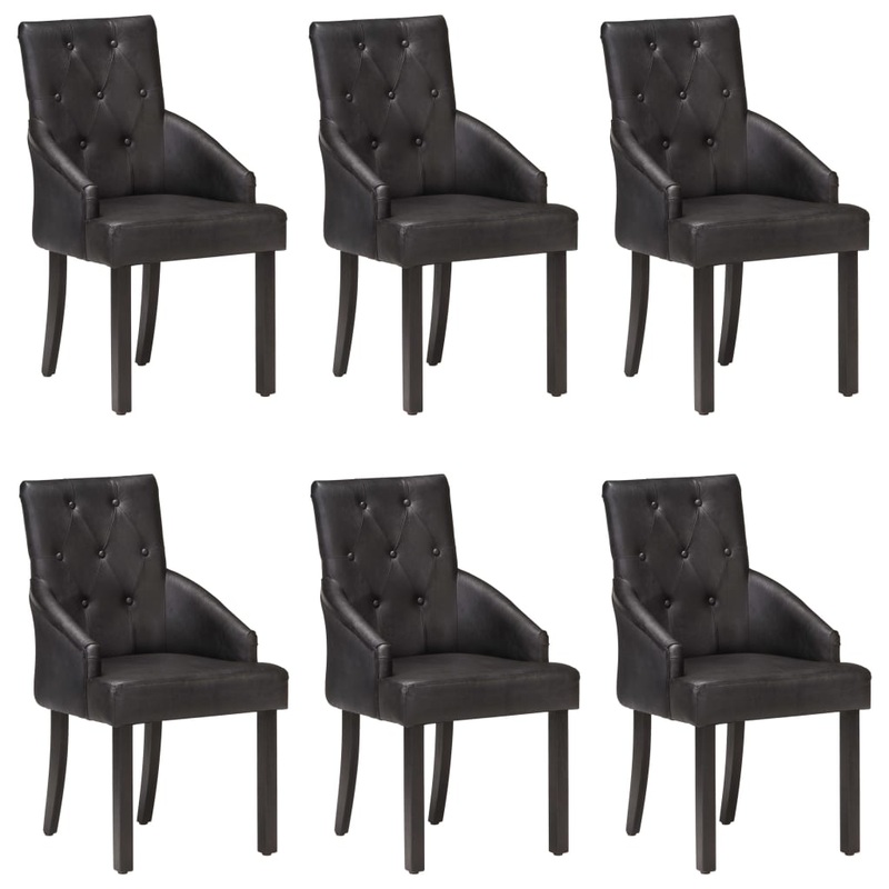 Chaises  manger lot de 6 noir cuir de chvre vritable