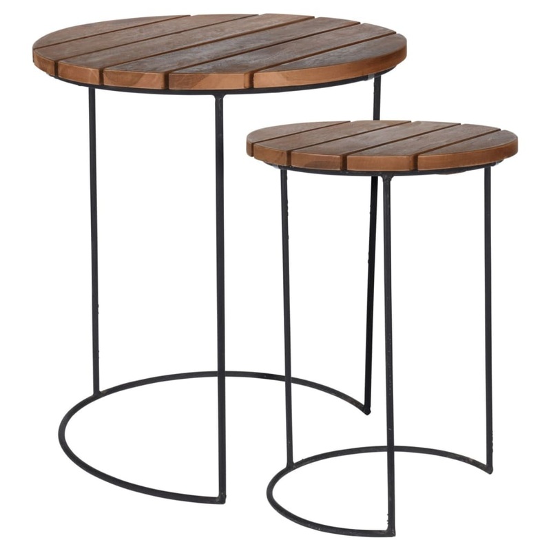 Ensemble de tables d'appoint 2 pcs Teck Marron