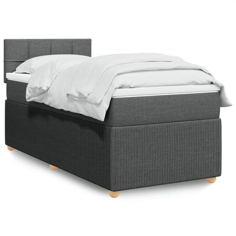Sommier  lattes de lit avec matelas Gris fonc 90x200 cm Tissu
