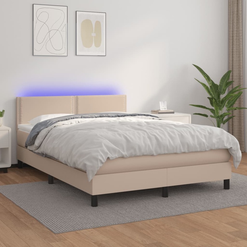 Sommier  lattes de lit avec matelas LED Cappuccino 140x200 cm