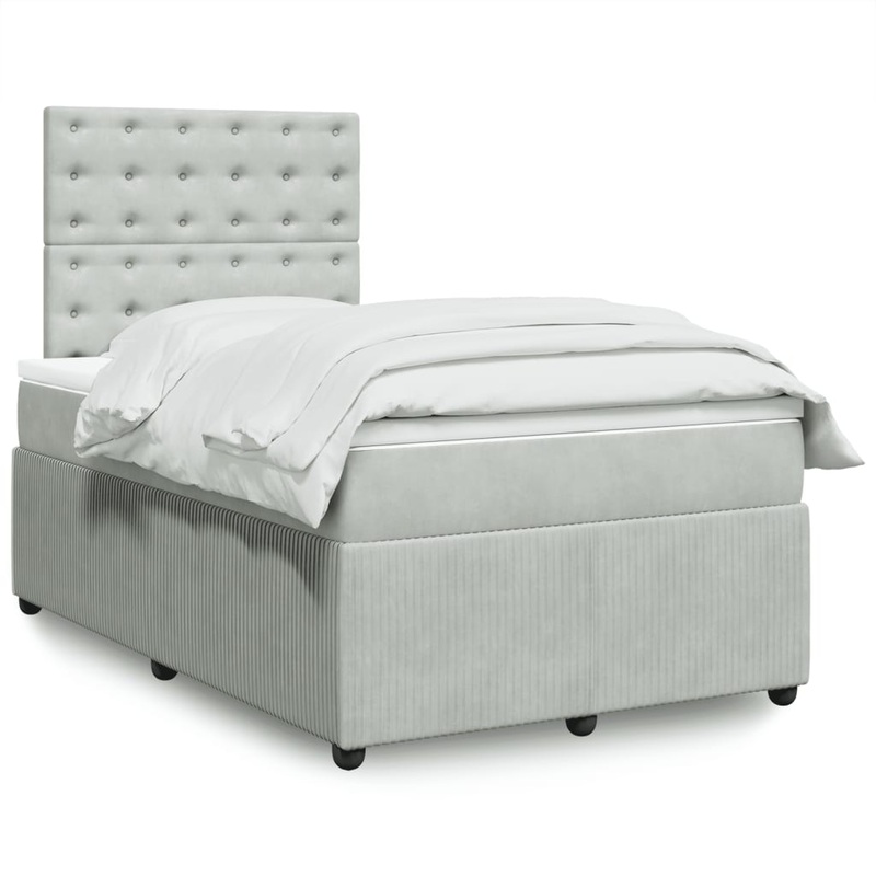 Sommier  lattes de lit et matelas gris clair 120x190cm velours
