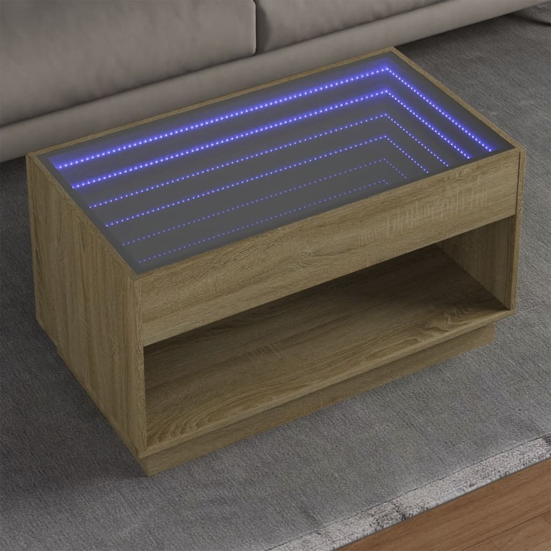 Table basse avec LED infini chne sonoma 90x50x50 cm