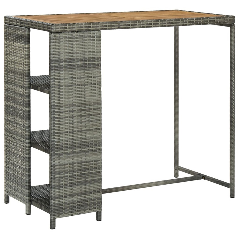 Table de bar avec rangement Gris 120x60x110 cm Rsine tresse