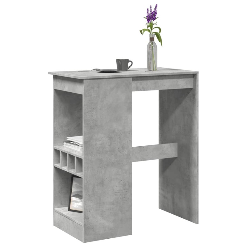 Table de bar avec tagres gris bton bois d'ingnierie