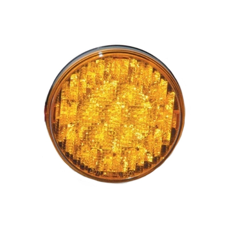 019-01-181 Amber 4" Round LED Light 12 / 24 Multi Volt T Light Turn Signal