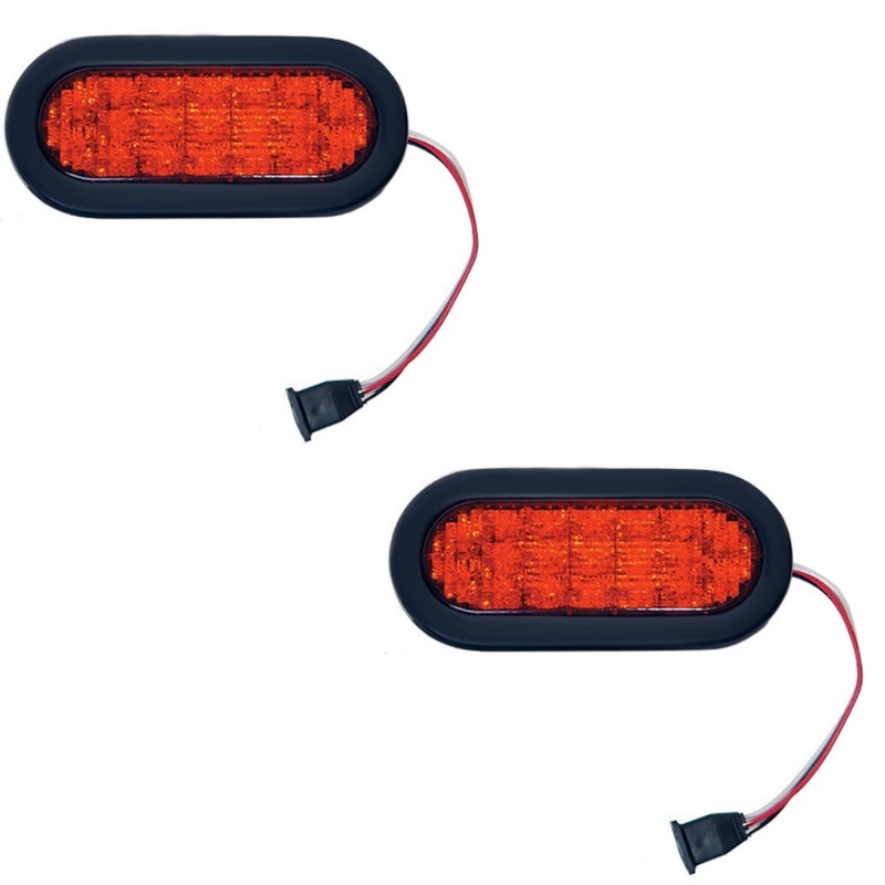 (2) Red 6" Oval 10 LED Tail Light Grommet Mount Truck Trailer RV Camper Enclosed
