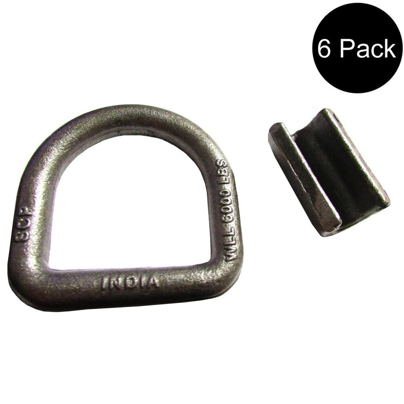 Set of 6 Weld-On 5/8" Forged D-Rings for Trailer/Truck Tie-Down