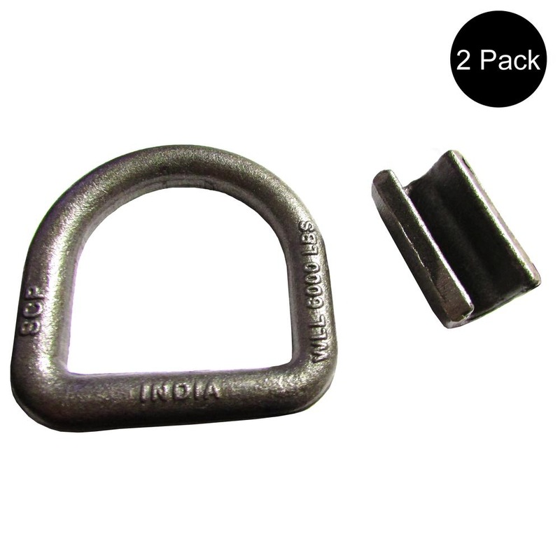 2 Forged 5/8" Dia. D-Rings w/ Weld-On Clip 6000 Lbs Flatbed Trailer Towing Tow