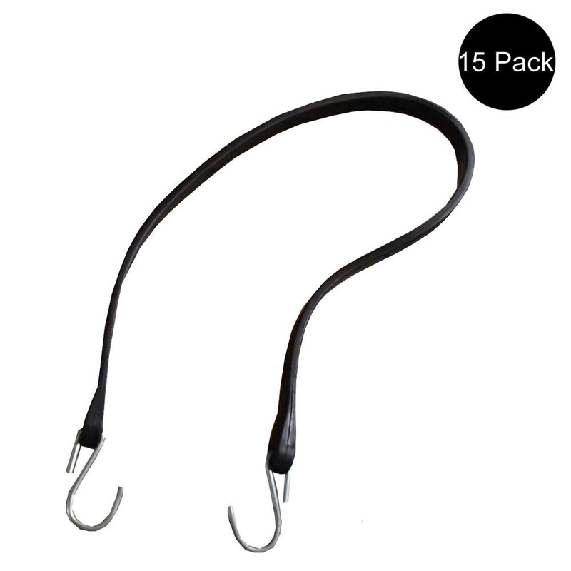 15 Pack 41" Heavy Duty Natural Rubber Tarp Straps Tarp Tie Down Bungee Cords