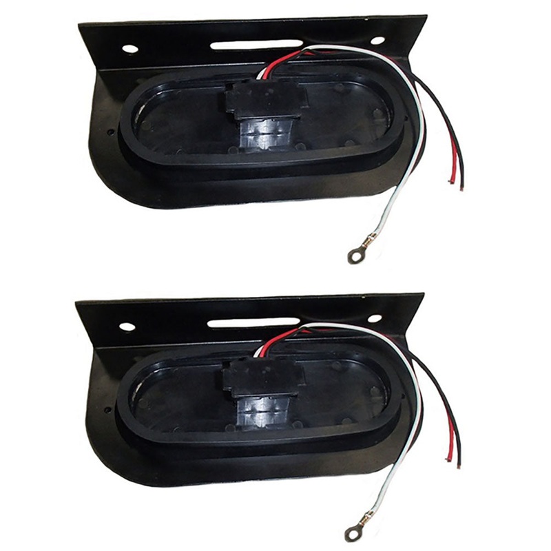 Two 6" Oval Red LED Stop Turn Tail Light w/ Mounting Brackets Truck Trailer RV
