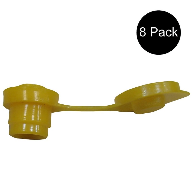 (8) Yellow Vent Gas Caps w/Retaining Lip Works with Plastic and Metal Containers