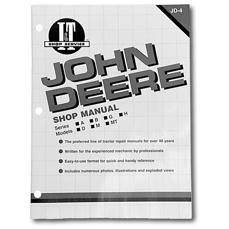 SHOP MANUAL Fits John Deere A B D G H M MT Tractor