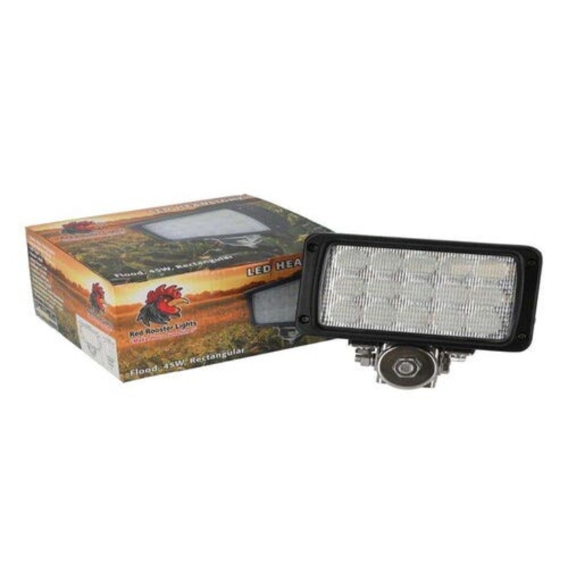 Red Rooster LED Headlight- 45W Pedestal Mount Rectangular Flood Beam fits New Holland 1312210C1 fits Case IH 5120 5130 5140 5220 5230 5240 92269C1