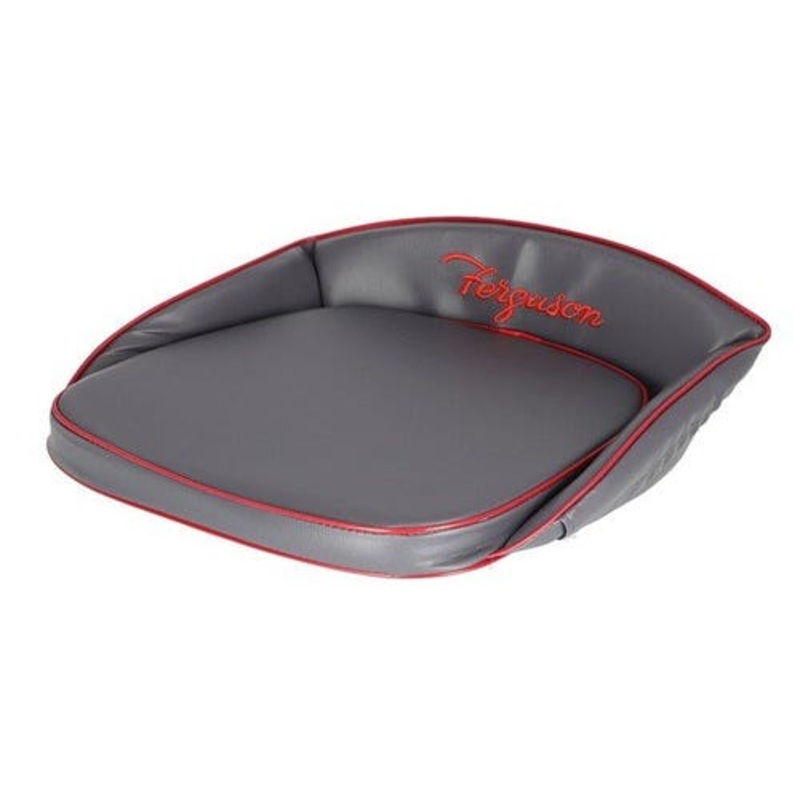 Pan Seat Deluxe Cushion with Ferguson Script Vinyl Gray fits Massey Ferguson TE20 TEA20 TO20 TO30 TO35