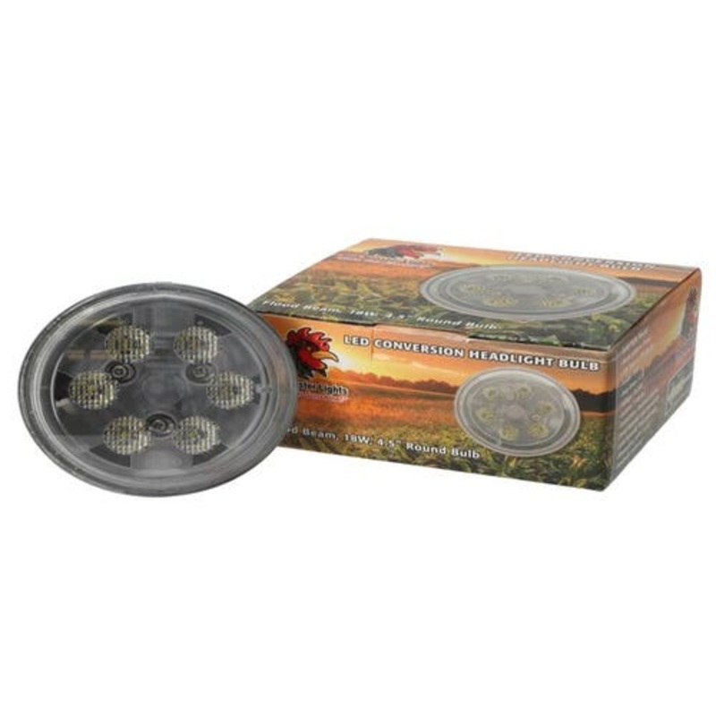 Red Rooster LED Conversion Headlight Bulb Terminal - Flood Beam 18W 4.5" Round fits John Deere 3020 4020 4230 AR104119 fits Case A155077